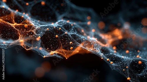 Cyberspace Neural Network Abstract Mesh with Pulsing Lights and Glowing Connections, Immersive Meta Interface Backdrop