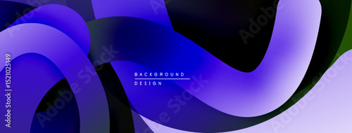 Abstract fluid shapes, vibrant purple hues, dark background. Modern design element, smooth gradients create dynamic composition.