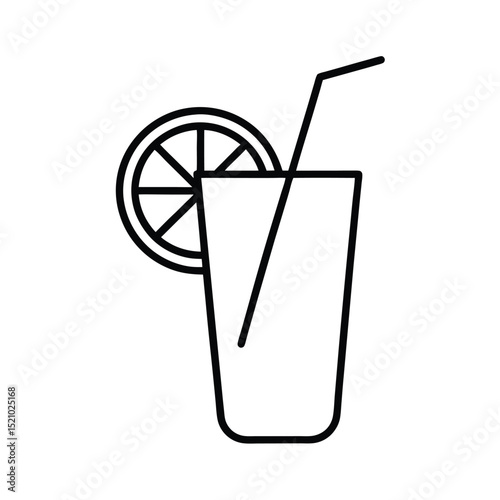 Lemonade Citrus Drink Hand Drawn Style Line Art Vector illustration
