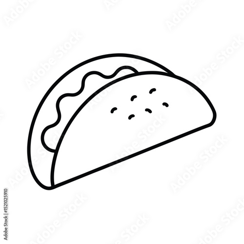 Soft Taco Mexican Wrap Drawing Style Line Art Vector illustration
