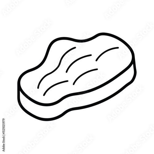 Steak Tips Meat Dish Drawing for Menu Line Art Vector illustration
