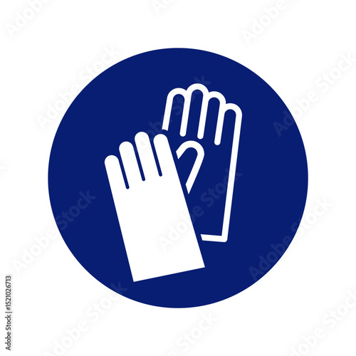 classic work gloves hand protection required warning alert attention danger sign in blue circle symbol vector isolated on transparent background