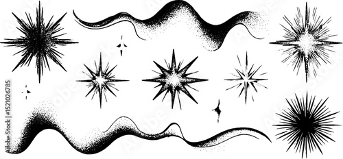 Engraved funky starbursts collection for creative design projects