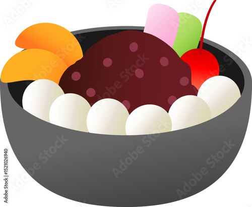 Anmitsu Dessert Clipart – Traditional Japanese Sweet in Vector Art