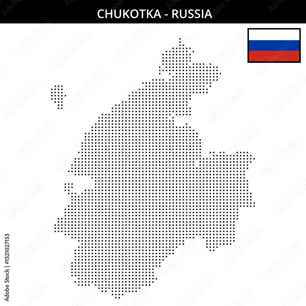 Obraz premium Small square dotted map of Chukotka in Russia