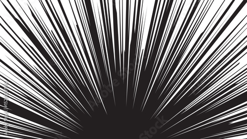 Comic book White radial rays, manga or anime speed lines, zoom and motion effects. Cartoon action background. Pop art style elements. Vector illustration