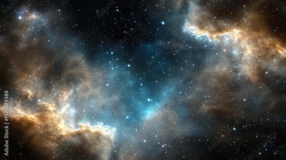 Naklejka premium Vibrant starfields blend into distant nebula, creating stunning cosmic scene