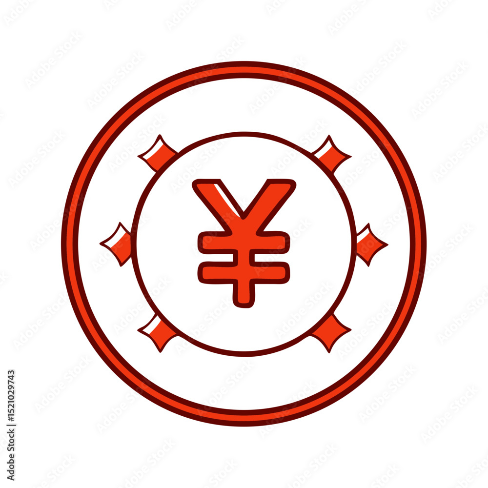 Obraz premium 円と円記号のアイコン 赤と白の円形デザイン