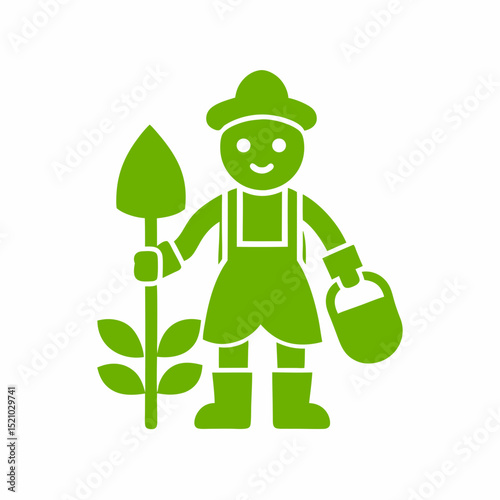 Confident gardener silhouette icons vector illustration