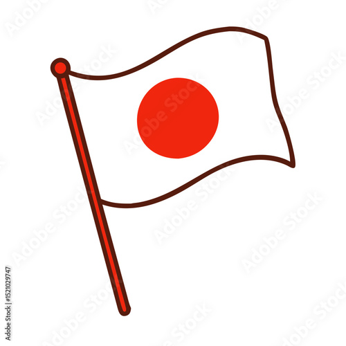 日本の国旗アイコン 赤い日の丸のシンボル