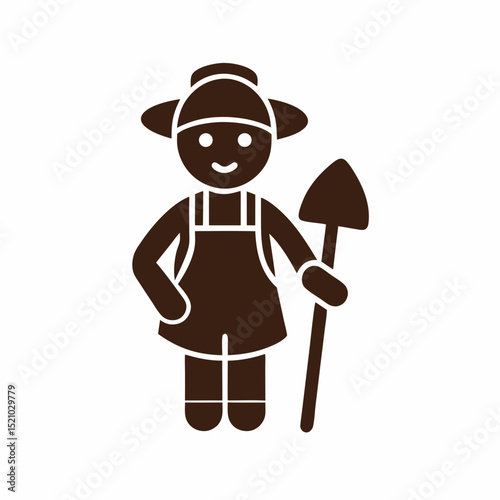 Confident gardener silhouette icons vector illustration