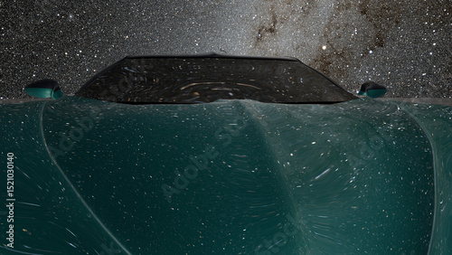 Reflection of star field on blur sport car hood (3D Rendering)
