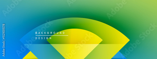 Abstract gradient background. Blue, green, yellow hues blend smoothly. Text reads background design within shapes. Modern visual element.