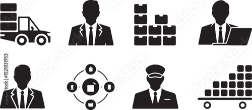 set of silhouettes of business people