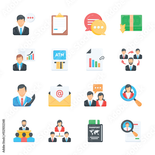 Grab this premium bundle of business services flat style icons