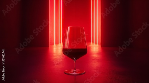 Elegant wine glass filled with red wine