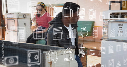 Image of data processing over warehouse