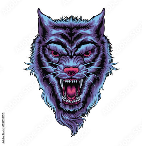 Wolf logo vector illustration a beast roaring an angry mood