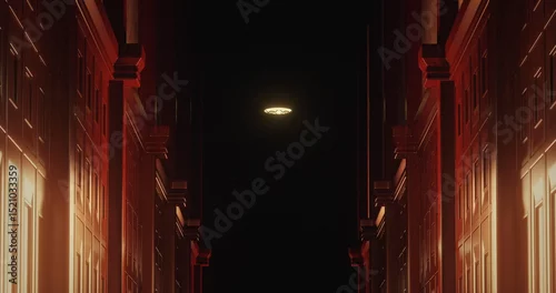 Fototapeta samoprzylepna Image of old wood panelled corridor in scary dark interior