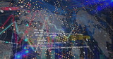Image of purple fireworks over interface with green digital tunnel