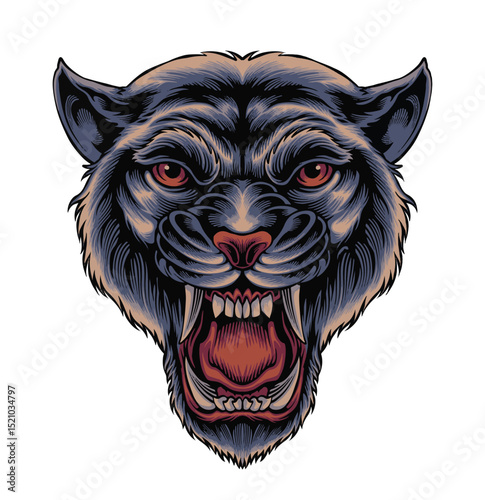 Panther logo vector illustration a beast roaring an angry mood