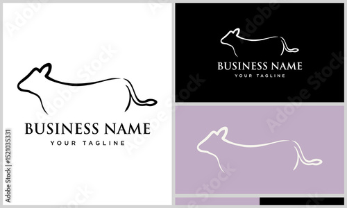 Simple Cow Line Art Logo Design.