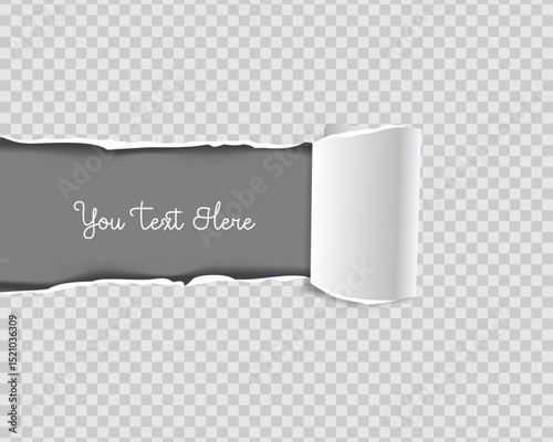 Vector illustration of realistic torn paper featuring curled or rolled edges, adding depth and texture. Perfect for design projects needing a handmade, tactile look.