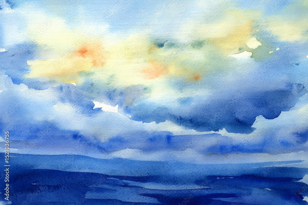 Obraz premium a colorful sky painted with watercolor colors