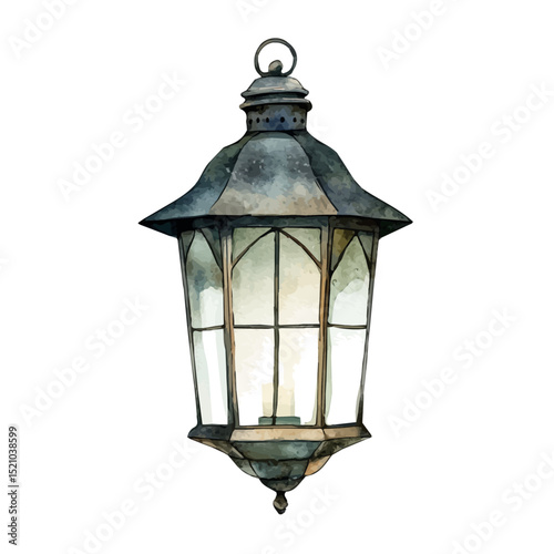 Lantern, watercolor drawing vector, high quality, isolated on a white background.