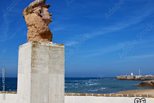 Monument to spanish musician Paco Alba in Cadiz, Andalusia. Spain