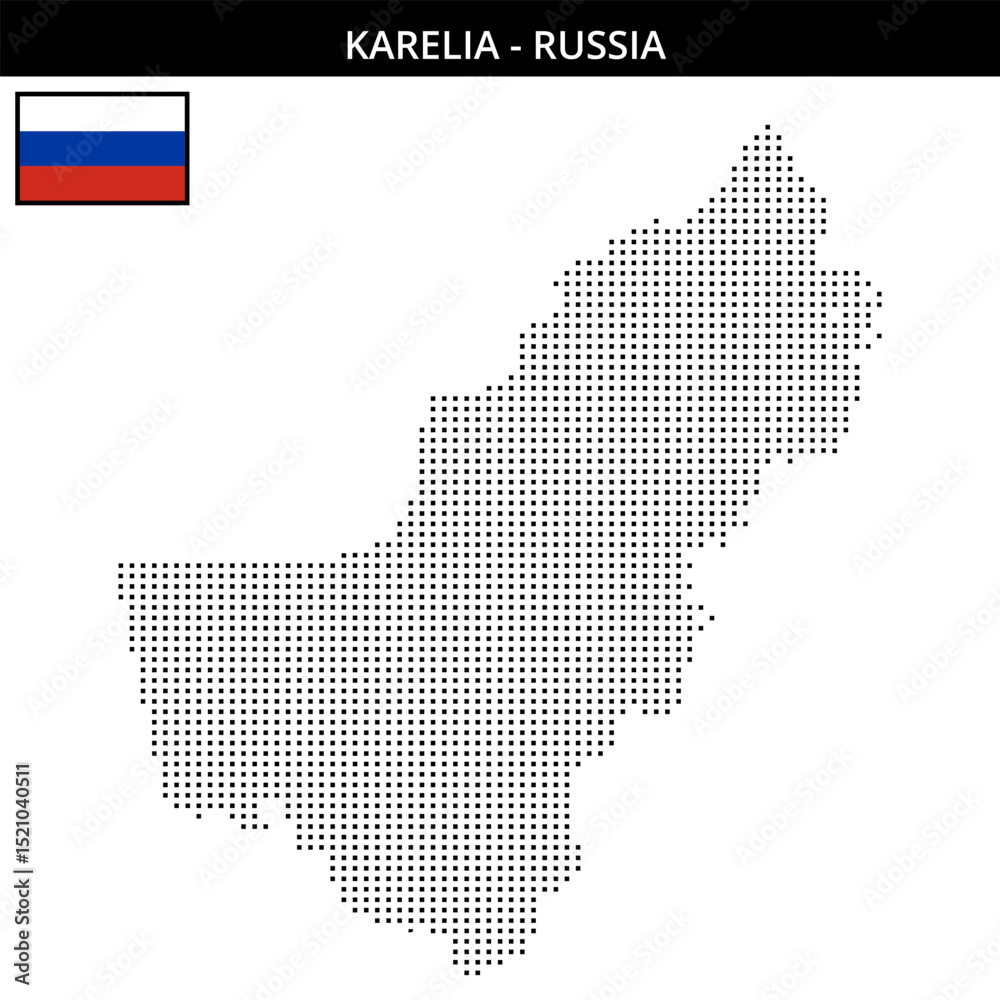 Obraz premium Small square dotted map of Karelia in Russia