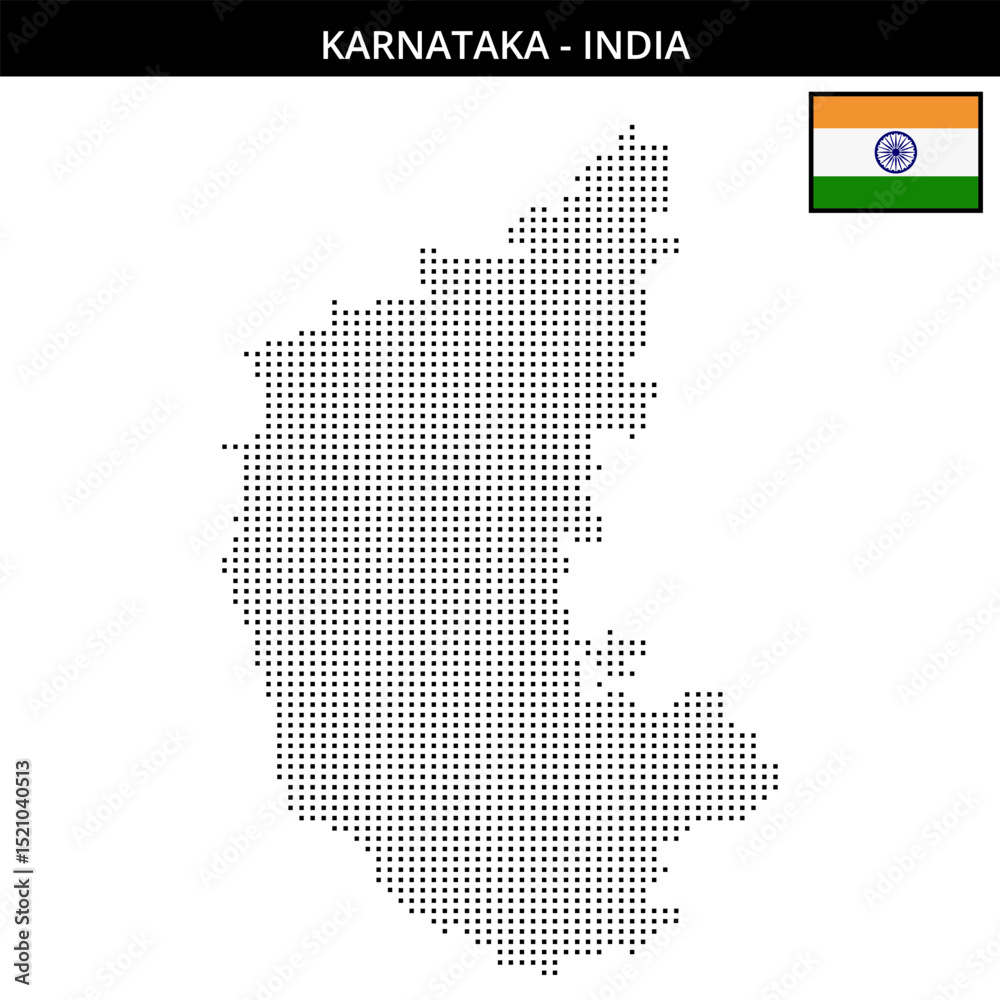 Obraz premium Small square dotted map of karnataka in India
