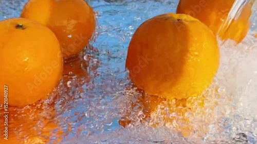Orange with splash, drip and whirlpool. Makes a refreshing impression. Horizontal Video.