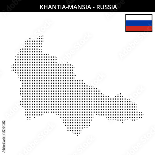 Small square dotted map of Khantia-Mansia in Russia
