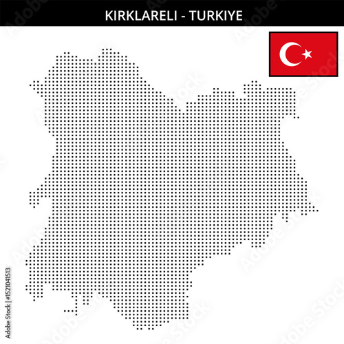 Small square dotted map of kirklareli in Turkiye photo