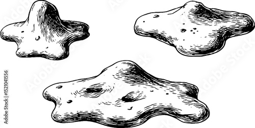 Engraved organic blobs and gel shapes set for innovative design concepts