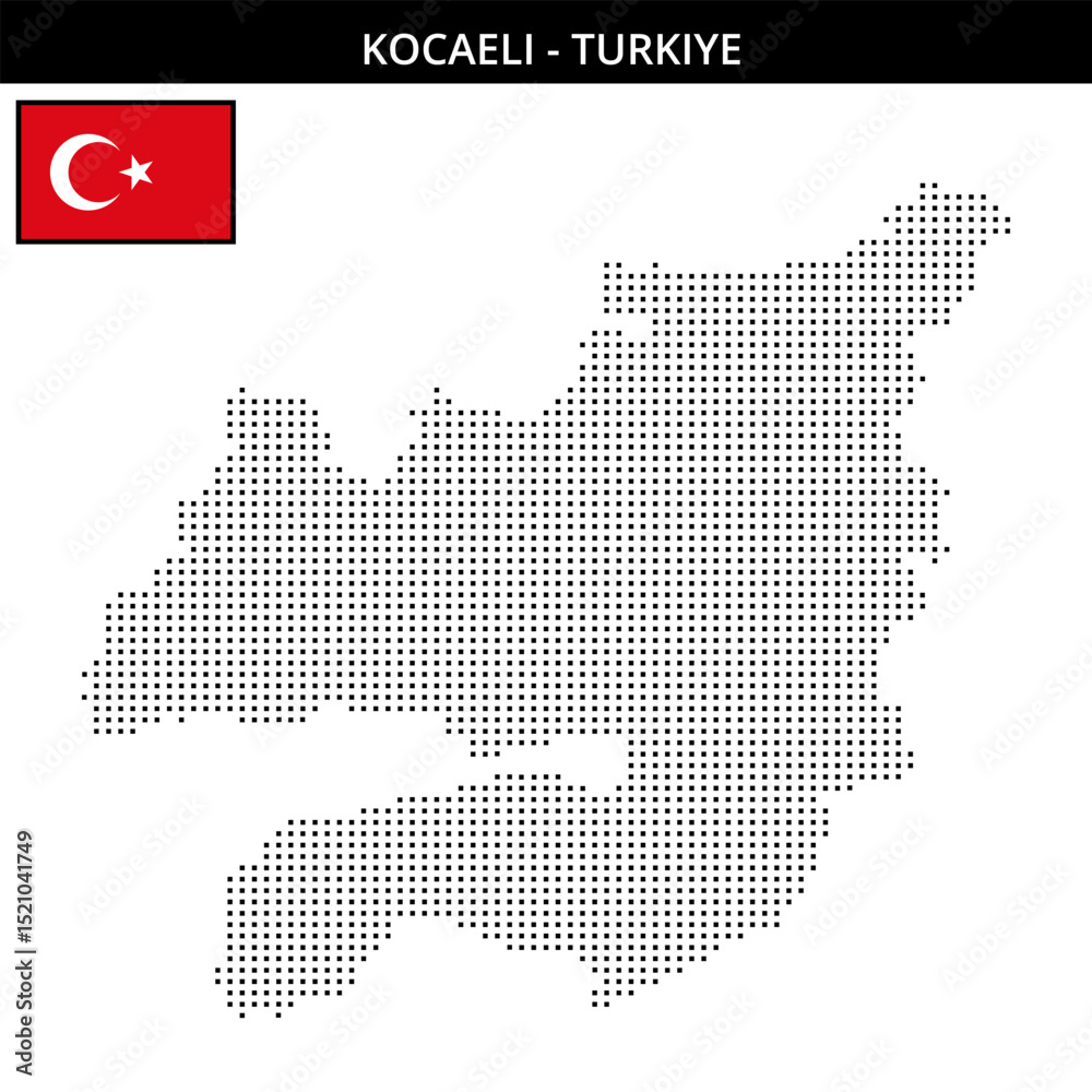Obraz premium Small square dotted map of kocaeli in Turkiye