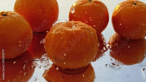 Orange with splash, drip and whirlpool. Makes a refreshing impression. Horizontal Video.