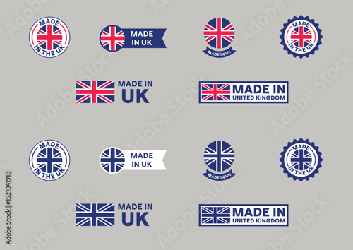 Made in UK badges, icons