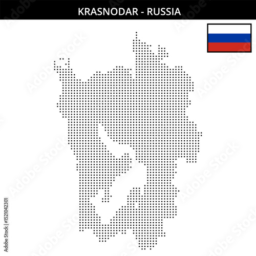 Small square dotted map of krasnodar in Russia