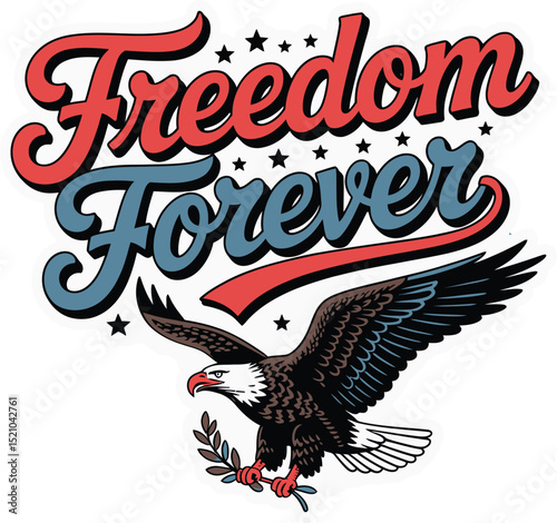 Vintage American eagle symbol illustration with flag decoration for your patriotic design