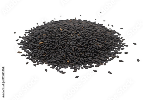 Pile of sesame seeds isolated on transparent background