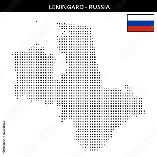Small square dotted map of Leningard in Russia