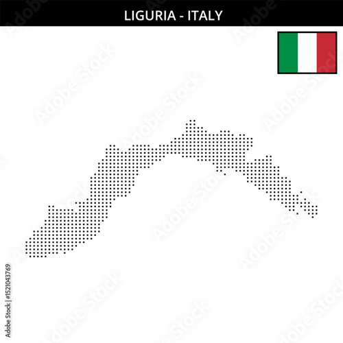 Tablou pe pânză Small square dotted map of liguria in Italy