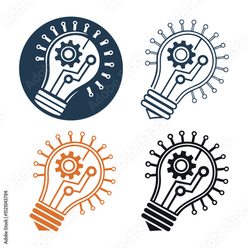 Vector Icons Lightbulb Gear Innovation Technology EPS