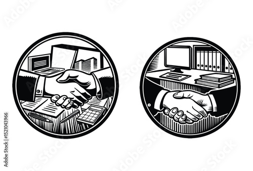 Professional Handshake Icons Agreement, Partnership, Business Deal Illustrations