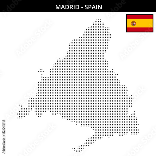 Small square dotted map of madrid in Spain