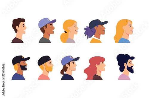 Diverse Profiles: A vibrant collection of individuals showcases a spectrum of unique profiles, each portrait offering a glimpse into diverse appearances and personalities. 