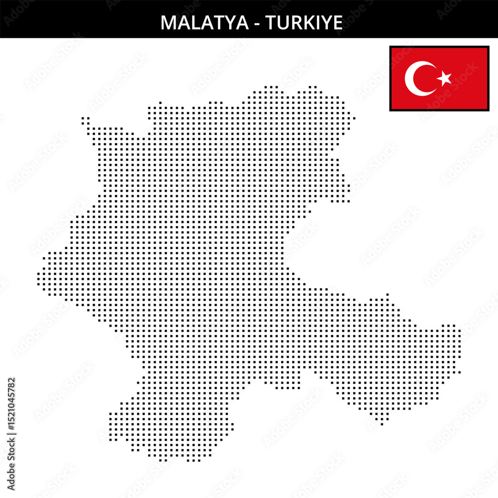 Obraz premium Small square dotted map of malatya in Turkiye