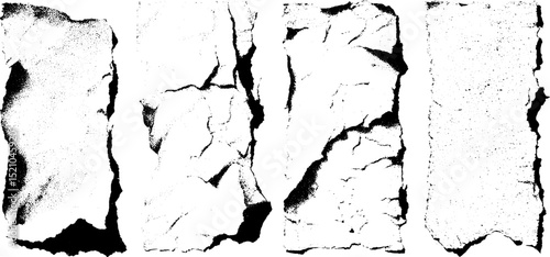 Engraved illustration set of peeling paint chips for artistic design and decoration